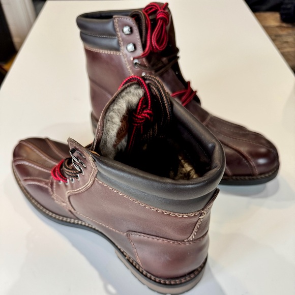 Johnston & Murphy Men's Brown Leather Boots with fully lined real shearling New - Picture 3 of 5